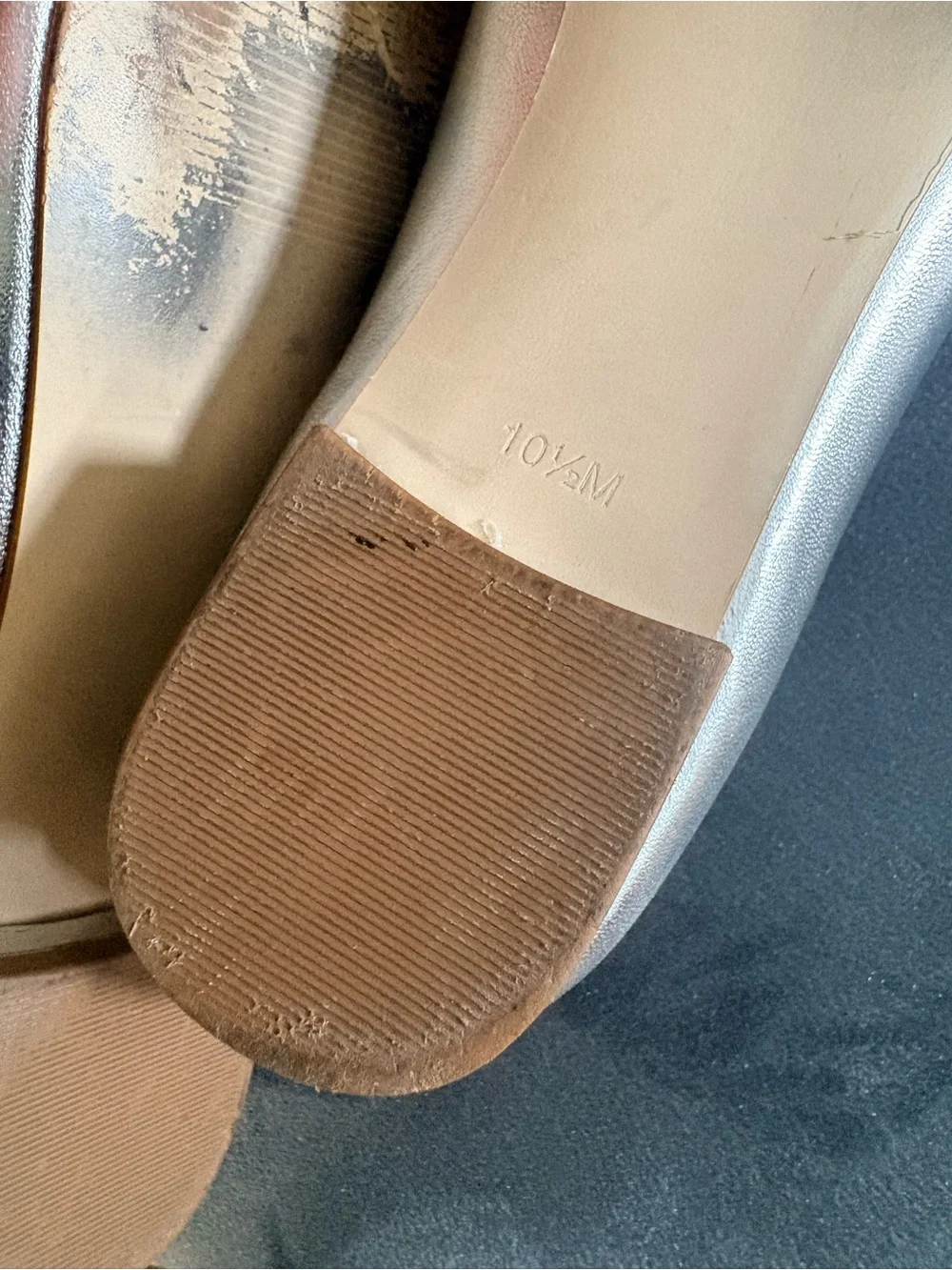 Talbots SUTTON BUCKLE LEATHER FLATS - METALLIC size 10.5